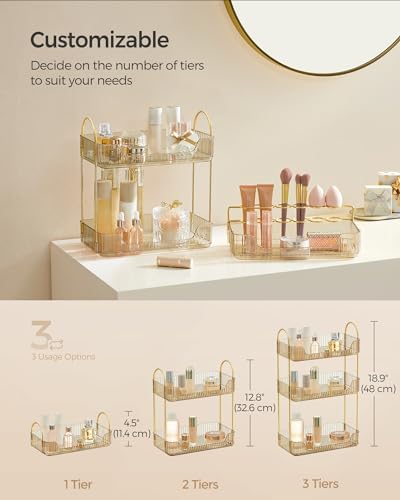 SONGMICS 3-Tier Makeup Organizer, Square, Customizable - Image 3