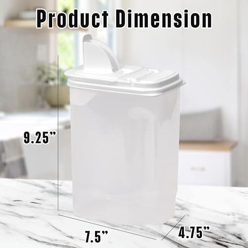 Buddeez Large Food Storage Container - 3.75 Quart Sugar Buddy, All Purpose Clear Kitchen Organization and Storage - Sugar, Flour, Cereal, Rice Dispenser, EZ Pour Spout & Easy Grip Handle (White Lid) - Image 6