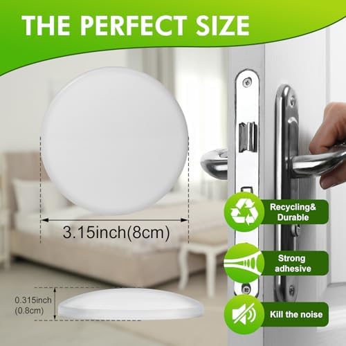 White Door Stoppers for Wall, 3.15" Self-Adhesive Door Knob Wall Protectors, 6 Pack Door Handle Stoppers, Door Bumpers to Prevent Scratches on Walls & Doors - Image 2