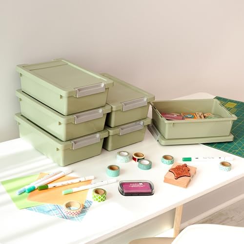 IRIS USA Storage Bins with Lids |Made in USA| 2 Qt - (6-Pack) - Sage Green - Image 3