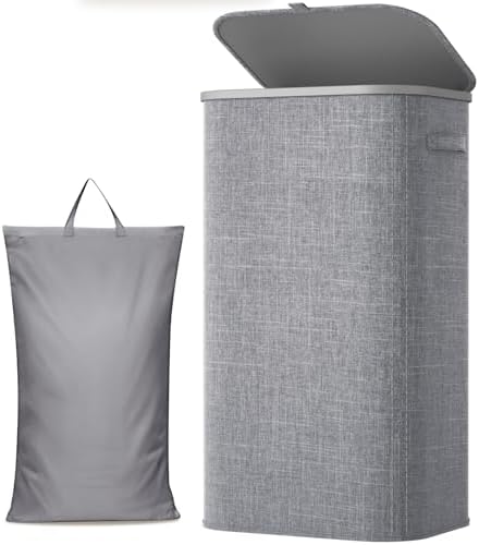 Lifewit 105L Large Laundry Hamper with Lid, Removable Inner Bag, Light Gray by Lifewit