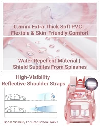 Makukke Clear Backpack for School, Heavy Duty 0.5mm Transparent Bookbag 3-in-1 Set with Lunch Bag, Fits 15.6" Laptop for Teens (Clear Black) - Image 3