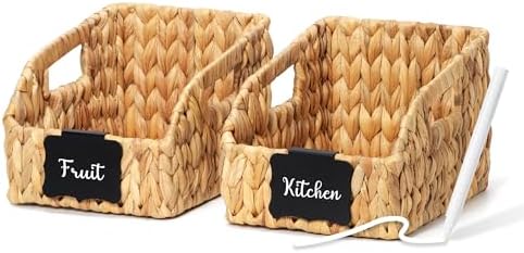 Pantry Baskets for Organizing，Wicker Storage Bins,S -2 pcs,Natural by STYLAVE