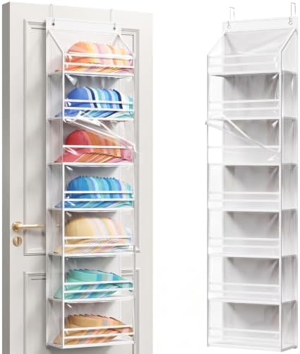 Lifewit 7 Tier Clear Over the Door Hat Rack, Baseball Caps Organizer, White by Lifewit