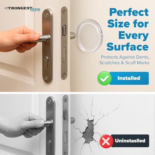 STRONGEST HOME Door Stoppers for Wall, 3.15" Clear Wall Protector, 5 Pack - Image 4