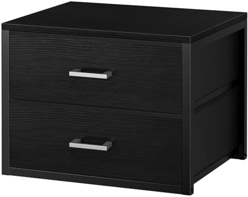 BOLUO Stackable Storage Drawers Closet Organizers and Storage Fabric 2 Drawer Dresser for Bedroom Office Black Modern by BOLUO