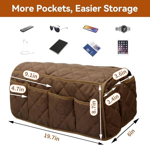 MEHIDFY Armchair Caddy Remote Control Holder for Couch Recliner Armrest Organizer Non Slip Couch Arm Covers for Sofa with 14 Pockets Storage for Magazine, Tablet, Phone, iPad (Brown 2pcs) - Image 4