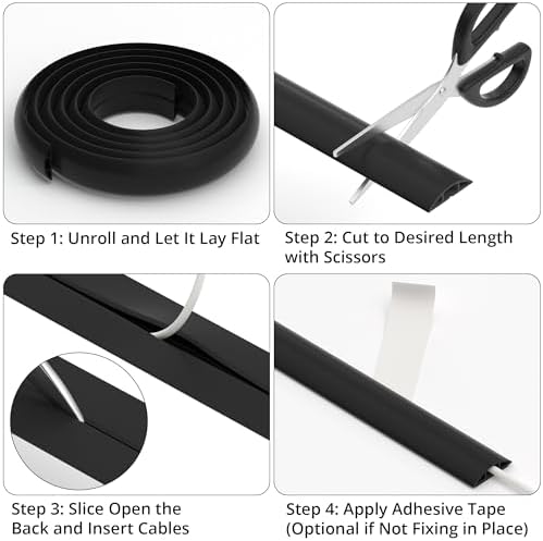 ZhiYo 5.6ft Floor Cord Cover, Cable Cavity 0.6" W x 0.3" H, Grey - Image 6