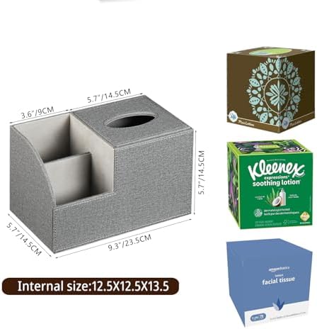 PU Leather Square Tissue Box Cover - Multi-Functional Tissue Box Holder - Image 3