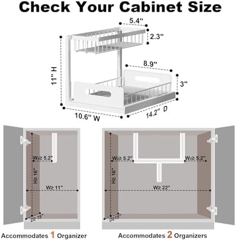 REALINN Under Sink Organizer, L-Shaped 2 Tier Pull Out Cabinet Organizer - Image 2