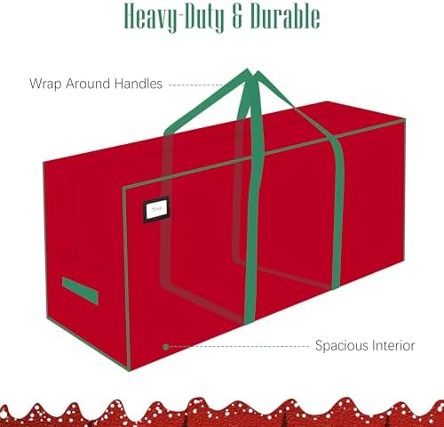 Cosy Family 9 ft Christmas Tree Storage Bag - Durable Heavy Duty Extra Large Artificial Xmas Holiday Tree Bag with Reinforced Handles and Dual Zippers Wide Opening - Red - Image 4