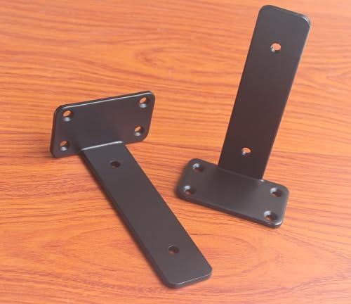 20 Pack - 6 inch Black Hidden L Shelf Bracket (1/5 Inch Thicked) Iron Floating Shelf Brackets Rustic Industrial Metal Brackets for Shelf Support - Image 2