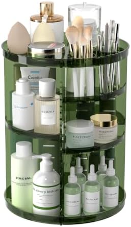 Rotating Makeup Organizer with DIY 8 Adjustable Layers, Clear Green by Jiavarry