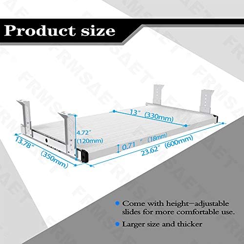 FRMSAET Under Desk 20/24/30 inch Keyboard Drawer Platform (24 in,White) - Image 4