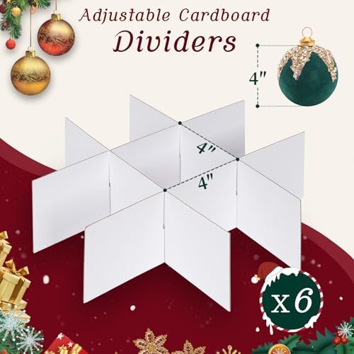 Christmas Ornament Storage Box with Adjustable Dividers Zippered Top Stores up to 54 Holiday Ornaments (4 Inch) Xmas Ball Decorations Organizer Storage Container Bin - Image 3