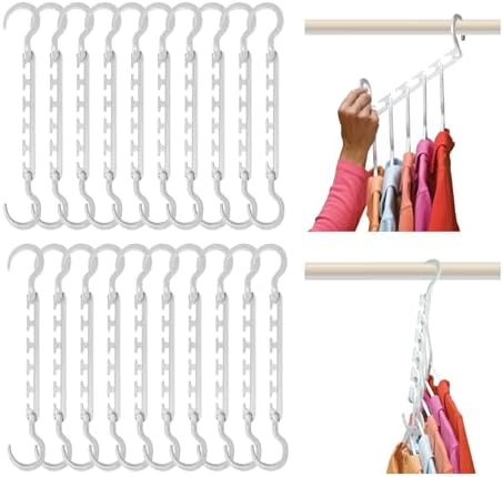 Wonder Hanger Max 20-Pack Space-Saving Hangers, 360° Hooks, White by WONDERHANGER