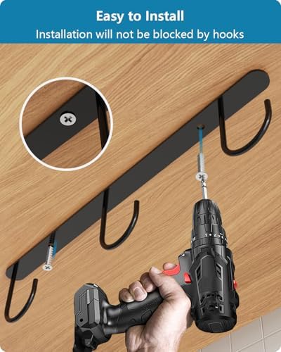 3 Pack Mug Hooks Under Cabinet with 9 Hooks for Displaying Mugs, Black - Image 6