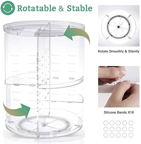 seinlife 360 Rotating Makeup Organizer,DIY Adjustable Spinning Holder,Foldable Cosmetic Storage Display box,Large Capacity Make up Caddy Shelf,Fits Countertop Vanity and Bathroom (CLEAR) - Image 4