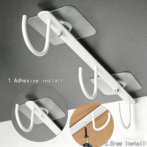 3pcs Mug Hooks,Under Cabinet Mug Holder, Coffee Cups Hook,Mug Hanger Organizer Rack with 9 Hooks for Displaying Mugs, Cups and Kitchen Utensils (White) - Image 5
