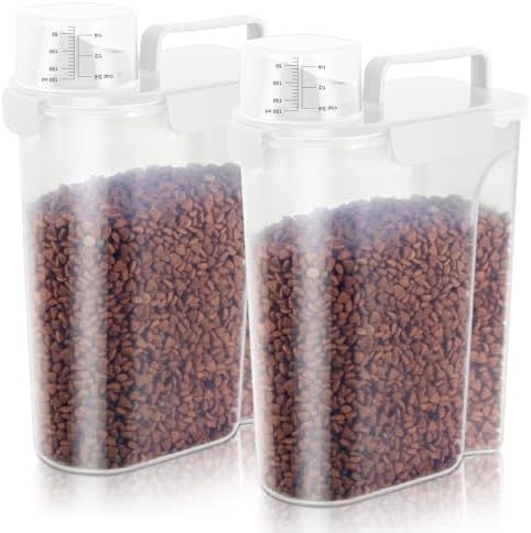 LEAWALK Cat Dog Pet Food Storage Container 5-7Lbs BPA-free (White 2Pack) by LEAWALK