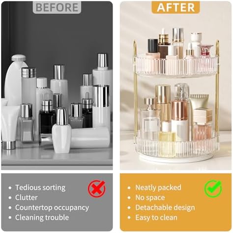 360° Rotating Makeup Organizer, Large Capacity Skincare & Cosmetics Storage - Image 2