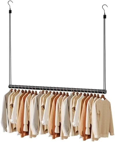 BaiNong Adjustable Closet Hanging Rod 48" Black Closet Rod Extender by BaiNong