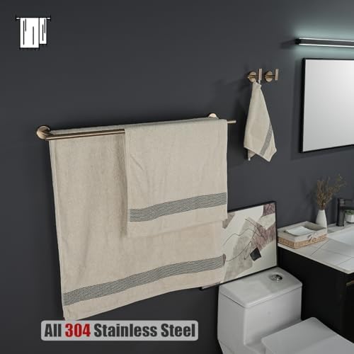 JQK Double Bath Towel Bar, 30 Inch 304 Stainless Steel Thicken 0.8mm Towel Rack for Bathroom, Towel Holder Champagne Bronze Wall Mount, Useable Length 27 Inch, TB100L27-CB - Image 6