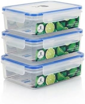Tribello 50 oz Airtight Food Storage Containers with SnapTight Lids – Clear, Stackable, BPA-Free Meal Prep Containers for Kitchen, Freezer & Pantry Storage – 3-Pack by Tribello