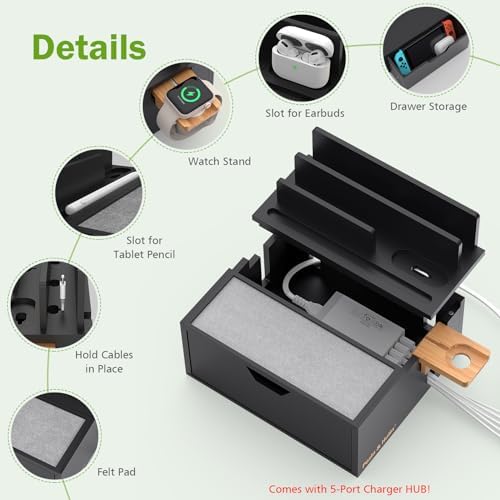 Pezin & Hulin Charging Station Dock with Charger HUB and Cables-Black - Image 2
