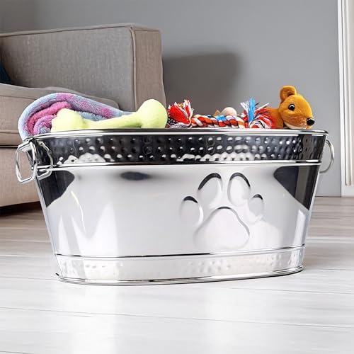 BREKX Steel Metal Pet Storage & Dog Toy Bin w/ Handles, Chew Proof - Image 4