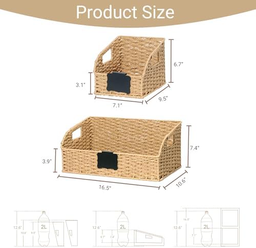 Pantry Baskets for Organizing,Wicker Storage Bins, 3 Pack, Natural - Image 3