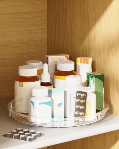 LAMU 4 Pack Lazy Susan Organizer 9 inch Lazy Susan Turntable for Cabinet, Rotating Spice Organization for Cabinet, Kitchen, Table Top, Countertop, Pantry Fridge Organizers and Storage, Clear - Image 6