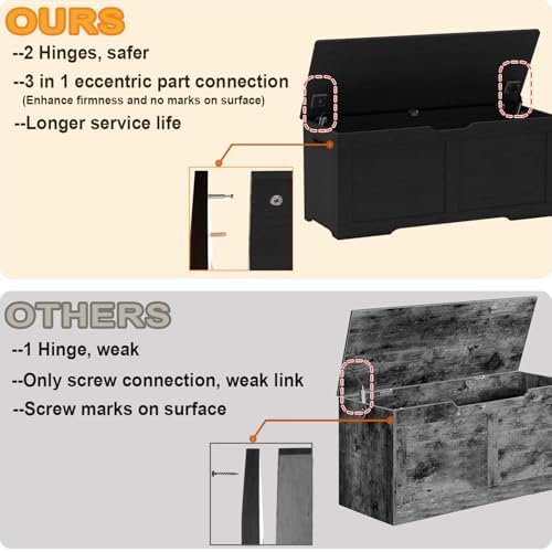 Timberer 39.4" Storage Chest, Wooden Storage Bench, Lift Top Toy Chest - Image 4