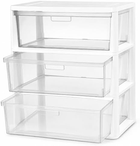 3 Drawer Storage Organizer, 3-Tier Wide Clear Plastic Drawer Storage(White) by Unknown