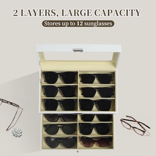 AUTOARK Leather 12 Piece Eyeglasses Storage Display Case,White,AW-053 - Image 4