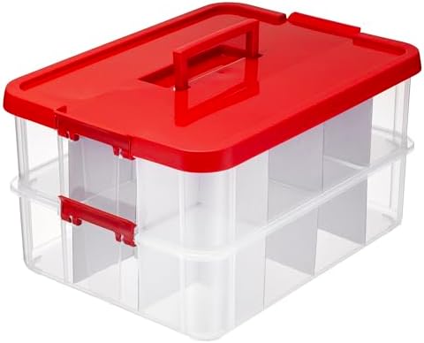 Tribello 2-Layer Christmas Ornament Storage Box Plastic - 24 Compartment Cchristmas Decoration Storage Box - Image 6