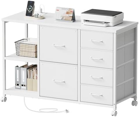 Maihail 6 Drawer File Cabinet with Charging Station and Open Storage Shelf by Maihail