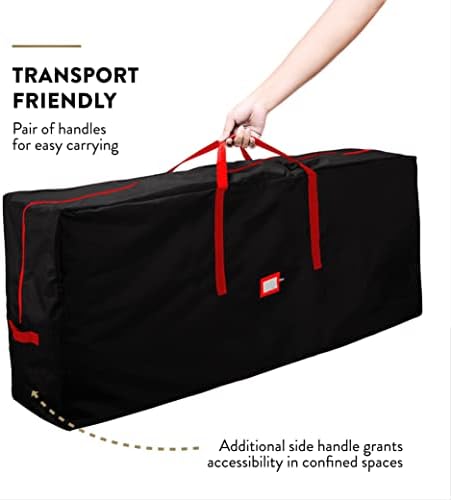 ZOBER 600D Oxford Fabric Christmas Tree Storage Bag - Fits 7.5 Ft Artificial Trees - Tear Proof Waterproof Christmas Tree Bag For Storage Box For Xmas - Strong, Durable Handles - Card Slot - Black - Image 4