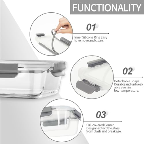 AILTEC Glass Food Storage Containers with Lids, 10 Pack Meal Prep Set - Image 4