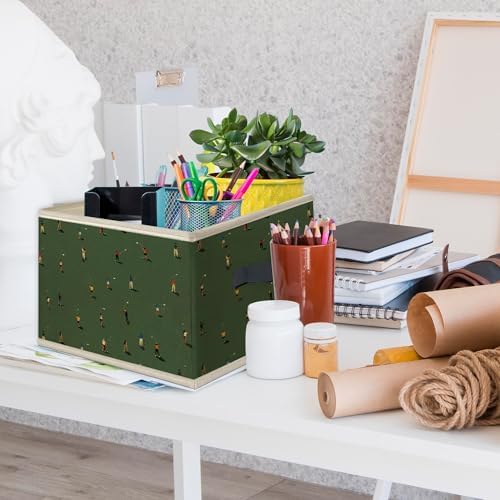 Vintage Green Golf Foldable Storage Bins Box with Handles, Minimalist Abstract Golf Sports Collapsible Toys Books Clothes Organizer Basket for Kids Boys Bedroom Bathroom Gym - Image 3