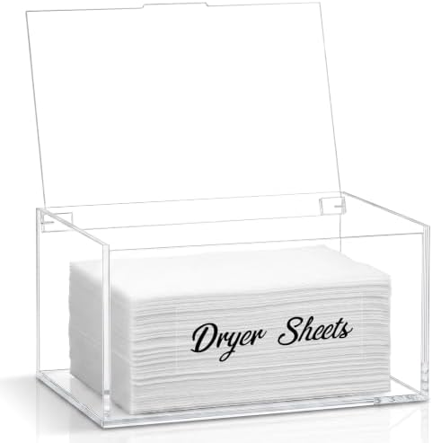 Acrylic Dryer Sheet Holder Dispenser Container,Bonus Black Labels Included by SUBEKYU