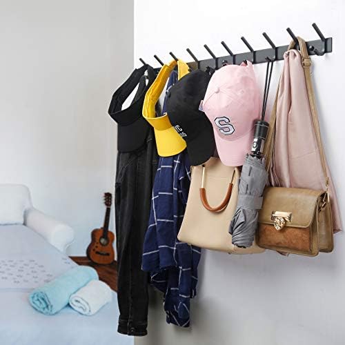 WEBI Coat Rack Wall Mounted,8 Coat Hooks for Hanging Coats,24" Heavy Duty Metal Double Hook Rack Rail Coat Hanger Wall Mount for Clothes Entryway Jacket,Black - Image 3