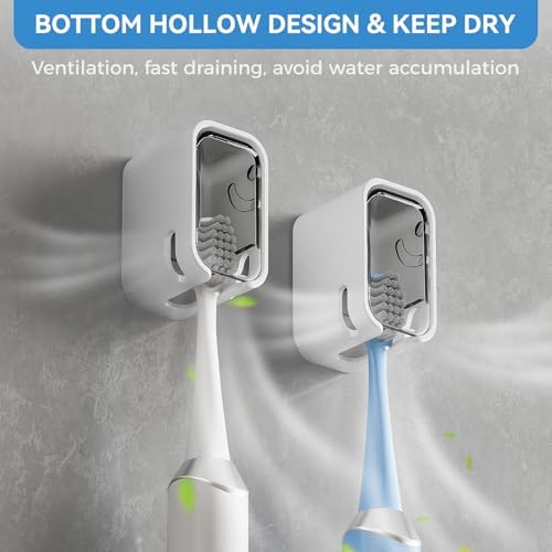 MOPMS Single Slot Toothbrush Holders Wall Mounted with Cover for Bathrooms - Image 4