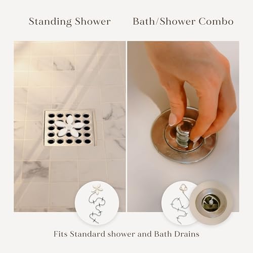 DrainWig Shower Drain Hair Catcher – Disposable Bathroom Hair Trap, Easy to Install in Shower Drain Cover, Helps Prevent Clogs – As Seen on Shark Tank – Silver Flower (4-Pack) - Image 6