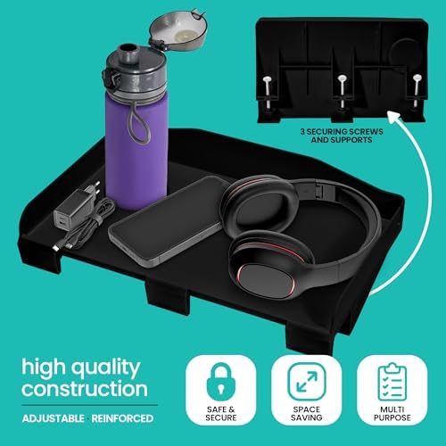 Modern Innovations 2 Count Bedside Organizer for Bed – Clip On Tray with Cup & Cord Holder – for College Dorm, Top Bunk, or Kids Bedroom (Black) - Image 4