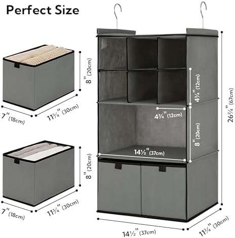 GRANNY SAYS 4-Shelf Hanging Closet Organizer with Drawer, Foldable Storage - Image 3