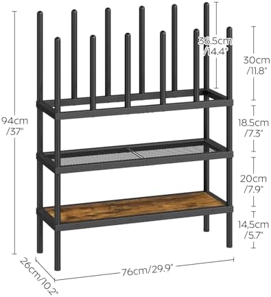 YATINEY Shoe and Boot Rack Organizer, Tall Boots Rack for Closet, Cowboy Shoes Storage, 4 Tier Shoe Racks Organizer Holds 14 Pairs, Black and Rustic Brown SS29BR - Image 3