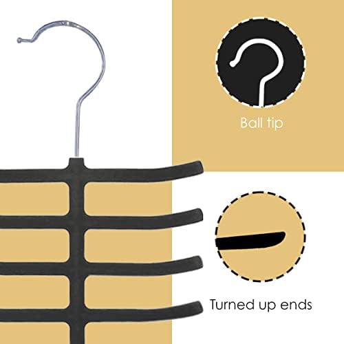 3-Pack Non-Slip Velvet Tie Hanger Organizer Rack by Home Basics | 360° Rotatable Hook | Holds 12 Ties Each | Versatile for Belts and Scarves | Slim Design - Image 4
