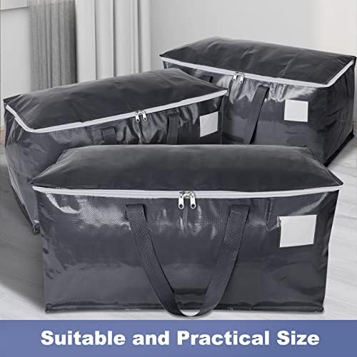 StorageRight Heavy Duty Moving Boxes-Moving Bags with Zipper, Reinforced Handles and Tag Pocket-Collapsible Moving Supplies-Totes for Storage Great for moving, Storage and Travel 93L(Gray-4 Pack) - Image 5