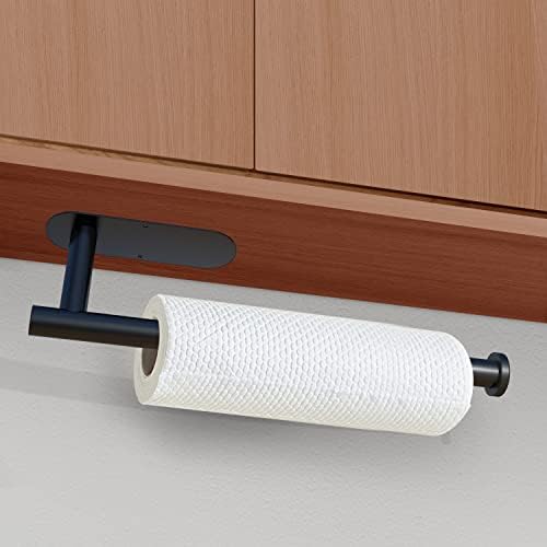 DEKAVA Under Cabinet Wall Mount Paper Towel Holder, Self-Adhesive Bar, Stainless Steel 13 inch (Black, 2) - Image 3